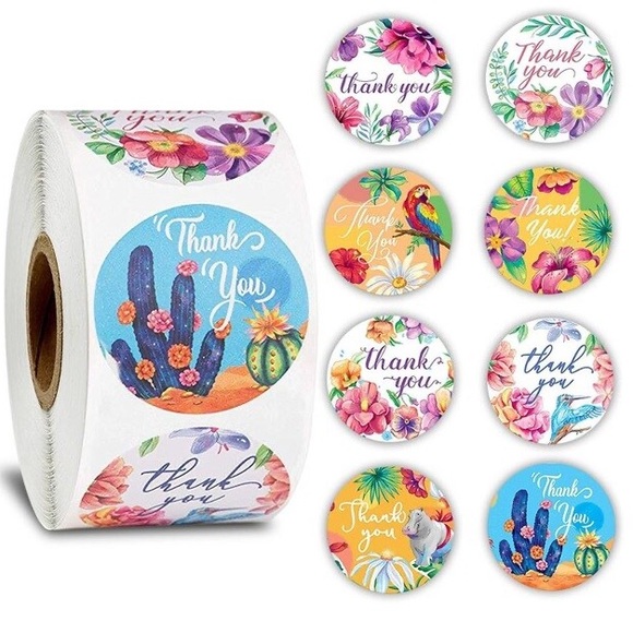 Jewelry - 500 animals cactus thank you stickers watercolor